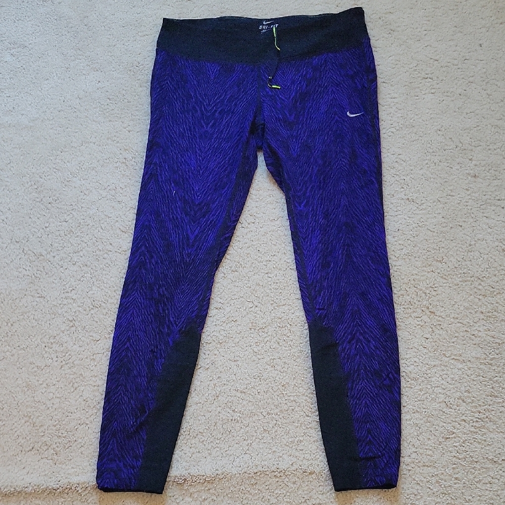 Nike Dry Fit Women's Purple and Black Running Leggings Size Large